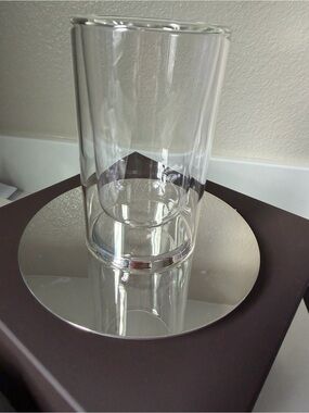 BNIB Puitforcat Phi Infusion Glass & Silver 6 Piece Set with Spoons and Saucers
